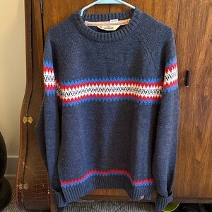 Laundry by Shelli Segal Navy Crewneck Sweater with Red, White & Blue Stripe